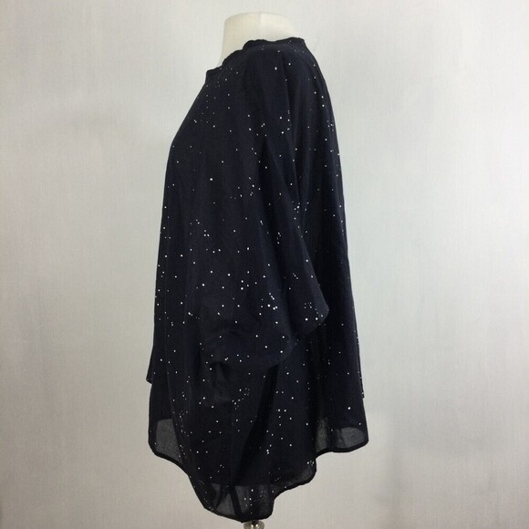 EILEEN FISHER Womens Organic Cotton Voile Splatter Print Box-Top Blue S/M NWT - Picture 4 of 11